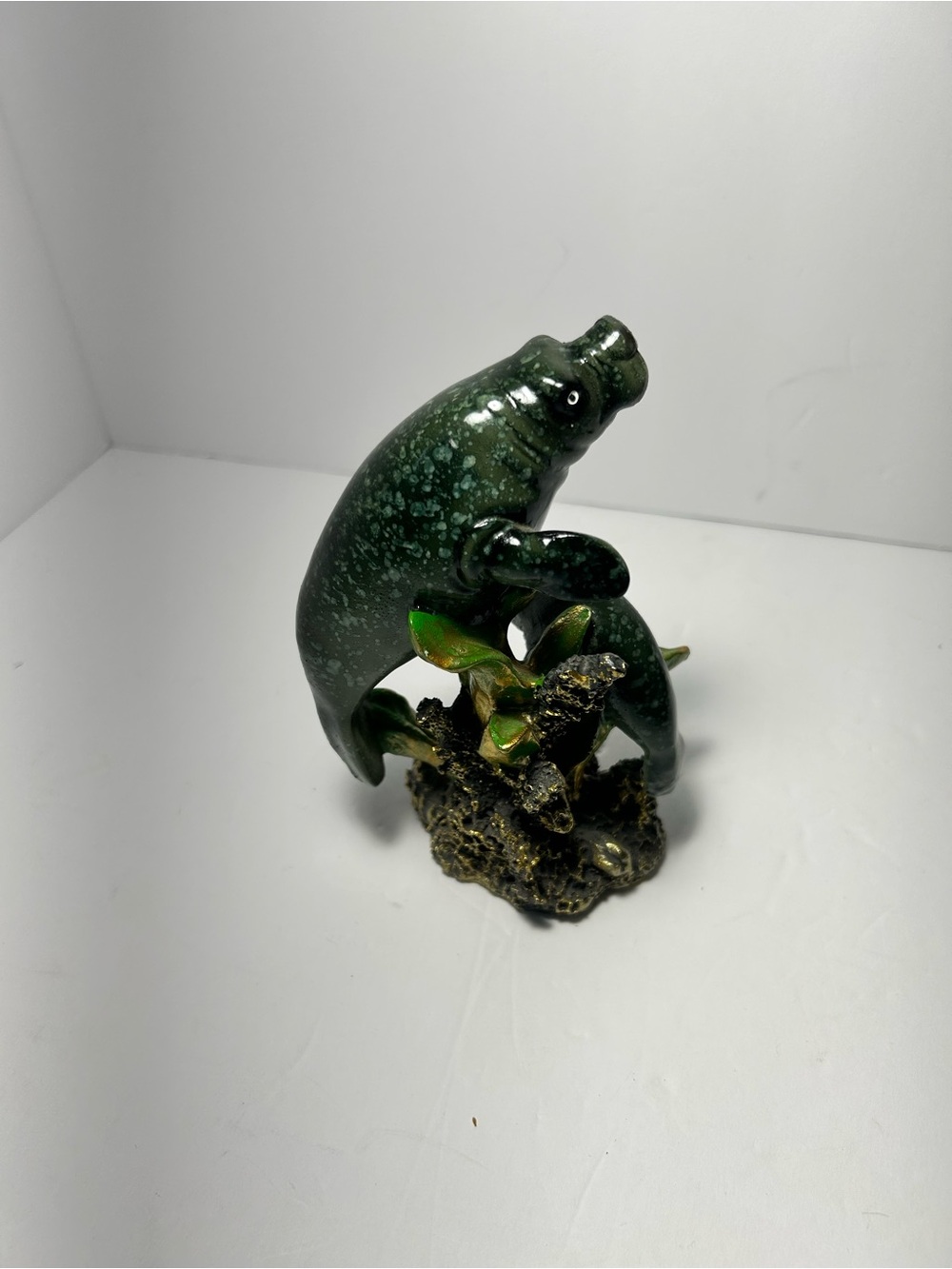 Green Manatee Aquarium Ornament - Decorative Reef Accent